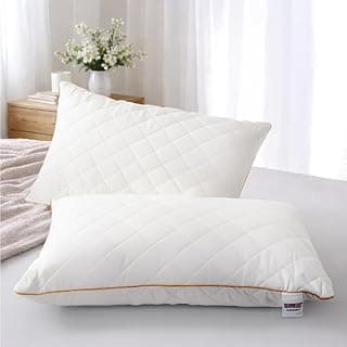 Spaces Quilted Pillows Set 2 | Soft and Adjustable Sleeping Pillow | Premium Microfiber 105 GSM Bed Pillows for Sleeping | Luxurious White Quilted (17 x 27 Inches) | Fluffy and Supportive Bed Pillow