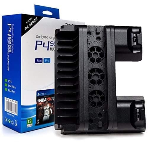 New WorldPlaystation 4 PS4 PS4SLIM PS4 PRO MultiFunction Console Vertical stand with cooling fan and charging dock and disc stand( Stand Only Console ,controller not included)