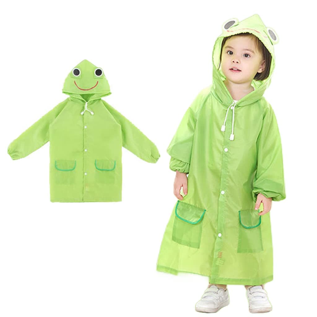 PALAY Raincoat for Kids, Polyester Normal Length Raincoat for School Boys & Girls with Hood, Pockets and School Bag Coverage Bright Color Raincoat for 3-7