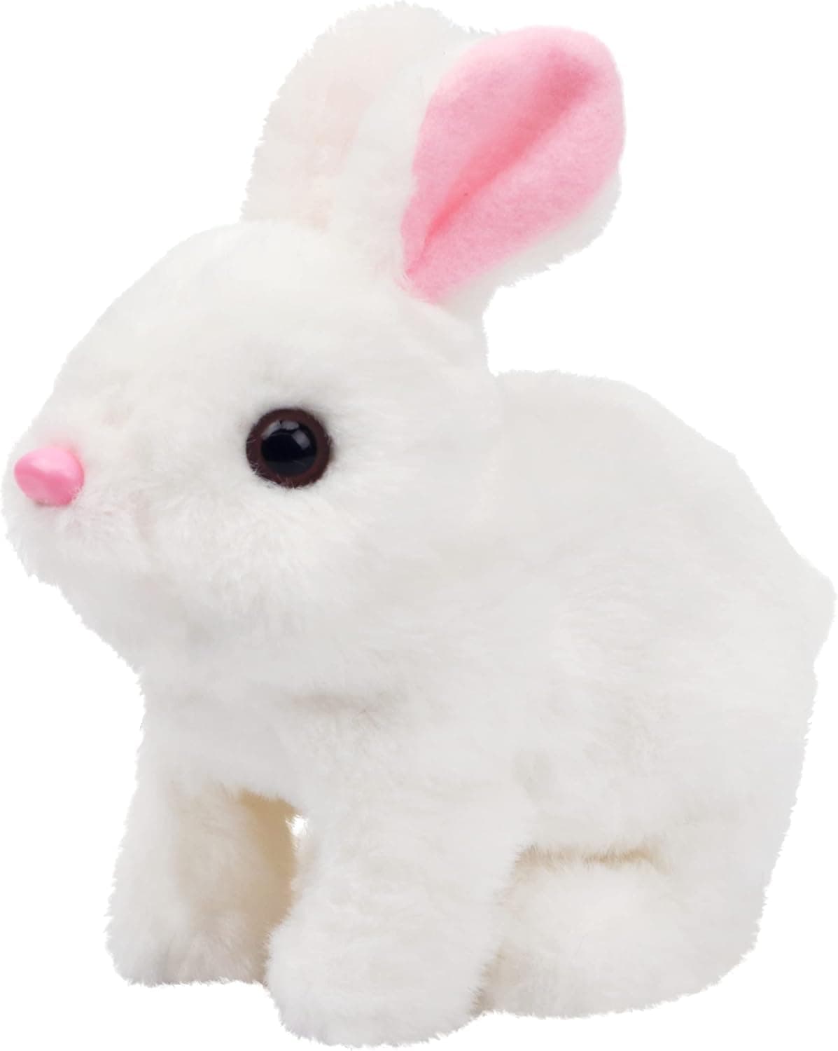 HOKISTY Hopping Walking Bunny Toy with Sounds, Jumping Rabbit Wiggling Ears, Twitching Mouth and Nose, Educational Interactive Bunny Rabbit Toy for Baby Kids (White)
