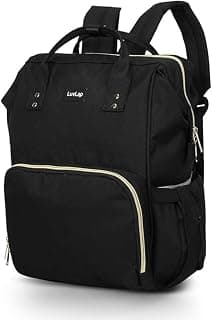 LuvLap LuvLap Lily Multifunctional Waterproof Diaper Bag for Mothers for Travel, Mother Travelling Bag, Backpack Cum Tote bag for Mothers, 24L Large storage capacity with 15 pockets (Black)