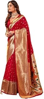 Satrani Women's Paithani Silk Saree (3522S1125N_Dark Red)