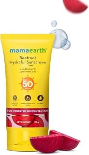 Mamaearth Beetroot Hydraful Sunscreen With Hyaluronic Acid | SPF 50 & PA++++ | UVA & B Protection | Tan Protection | Hydrates Skin | No white cast | For Oily, Combination & Dry Skin | 50 g