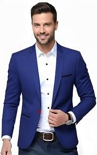 Men's Formal Blazer, Royal Blue, Slim Fit, Notch Lapel, Single Breasted