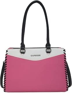 Caprese Rome Solid Flamingo Faux Leather Medium Satchel Handbag
