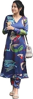ANNI DESIGNER Women's Cotton Blend Straight Printed Kurta with Pant
