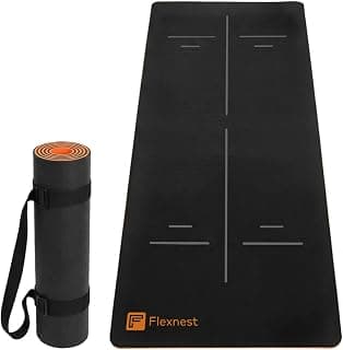 Flexnest Extra Thick TPE Material Yoga Mat for Men and Women, Thick Exercise Mat for Workout Yoga Fitness & High-Density Anti Tear Non-Slip, 6mm, Pack of 1, (Black and Orange)