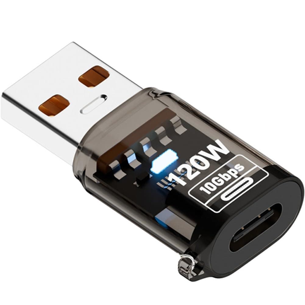 ETZIN USB to Type-C Adapter, 10Gbps Data Transfer Speed, High-Speed Charging Converter (Black)