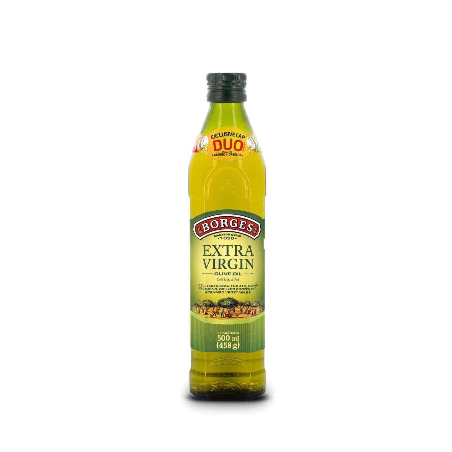 Borges Extra Virgin Olive Oil - 500 ml |Unrefined & Cold Pressed Oil|Packed in Spain |75% MUFA | Rich in Antioxidants | Ideal for Low Heat Cooking Like sauteing & Grilling, Salad Dressing