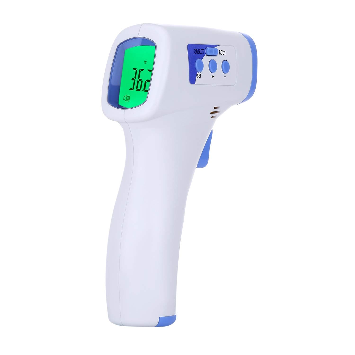 Sahyog Wellness Multi Function Non-Contact Forehead Thermometer with IR Sensor, Color Changing Display for Body & Objects With 1 Second Quick Measurement with Battery (White & Blue)