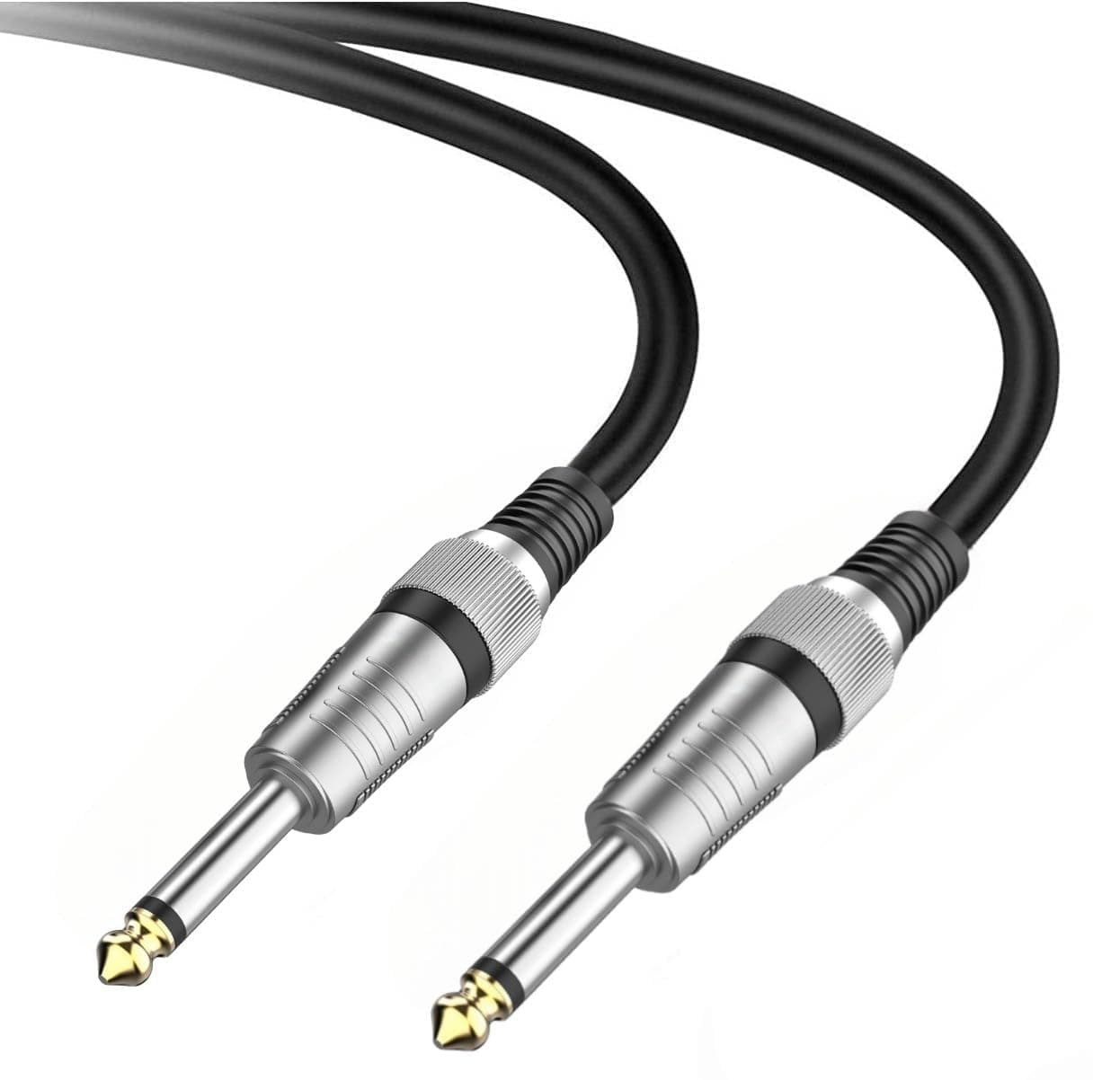 SeCro Premium 6.35mm (1/4 inch) Male to 6.35mm (1/4 inch) Male Mono Plug Cable (1.5 Meter) - Black