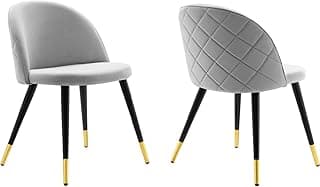 Set of 2 Stunning, Elegant & Comfortable Velvet Chairs Soft Padded for Long time Seating with Comfort for Home, Office & Hotel (Light Grey)