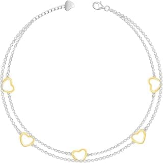 GIVA 925 Silver 18k Gold Plated Rose Gold Zircon Studded Black Bead Anklet | Gifts for Women & Girls