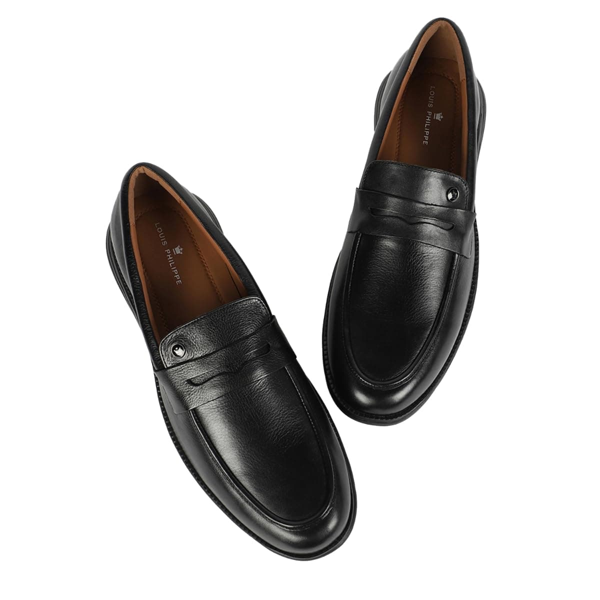 Louis Philippe Men Premium Leather Breathable Lining Material Light Weight Flat Heel EVA Sole Casual Slip-on Shoes