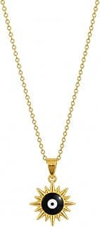 Zarini Premium Gold-Plated Evil Eye Pendant Chain Necklace for Women