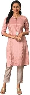 Aurelia Women's Rayon Regular Fit Regular Shantung Solid Kurta