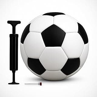 Black&White Football with Pump (Size-5, Soccer) Pack of 1 with pin