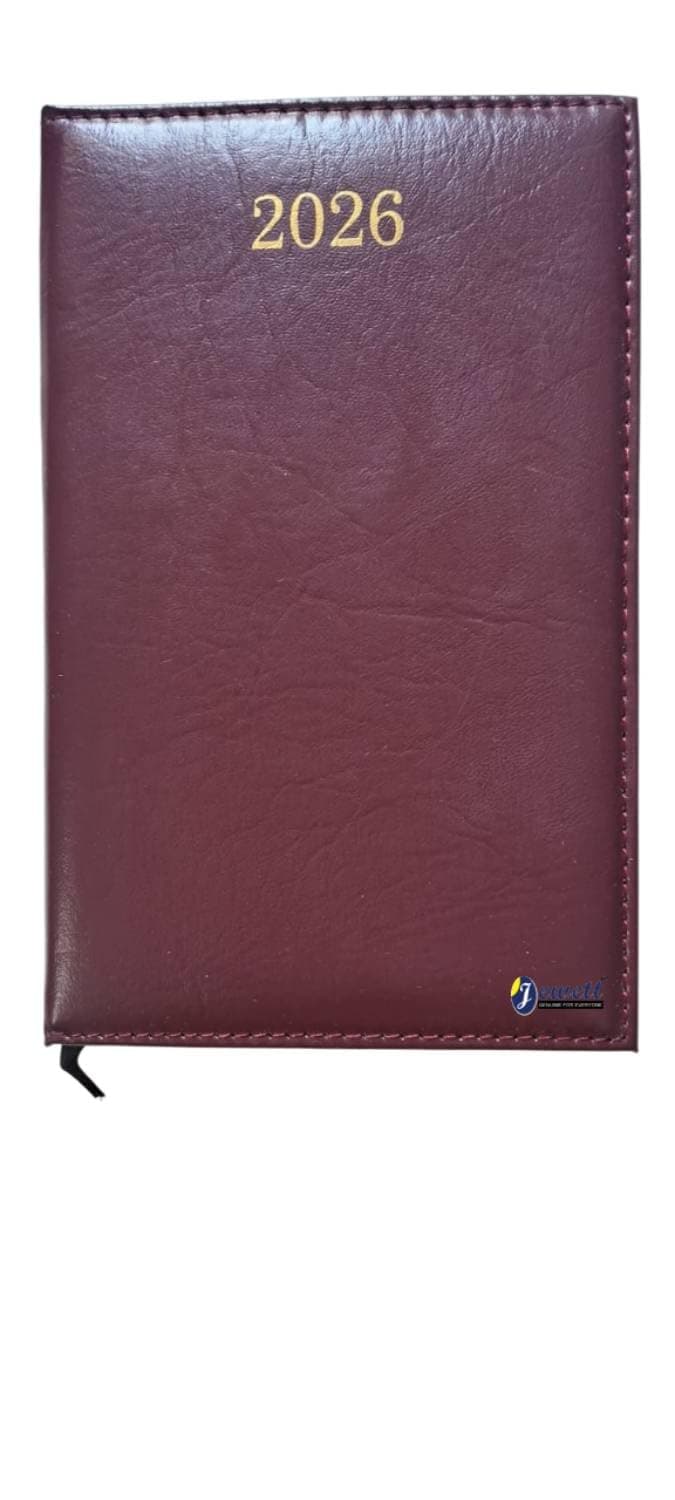 JEWETT New Year Diary 2026, A5 Size, Vinyl Coated Cover, PU leather diary 2026 with date (Pack of 1)