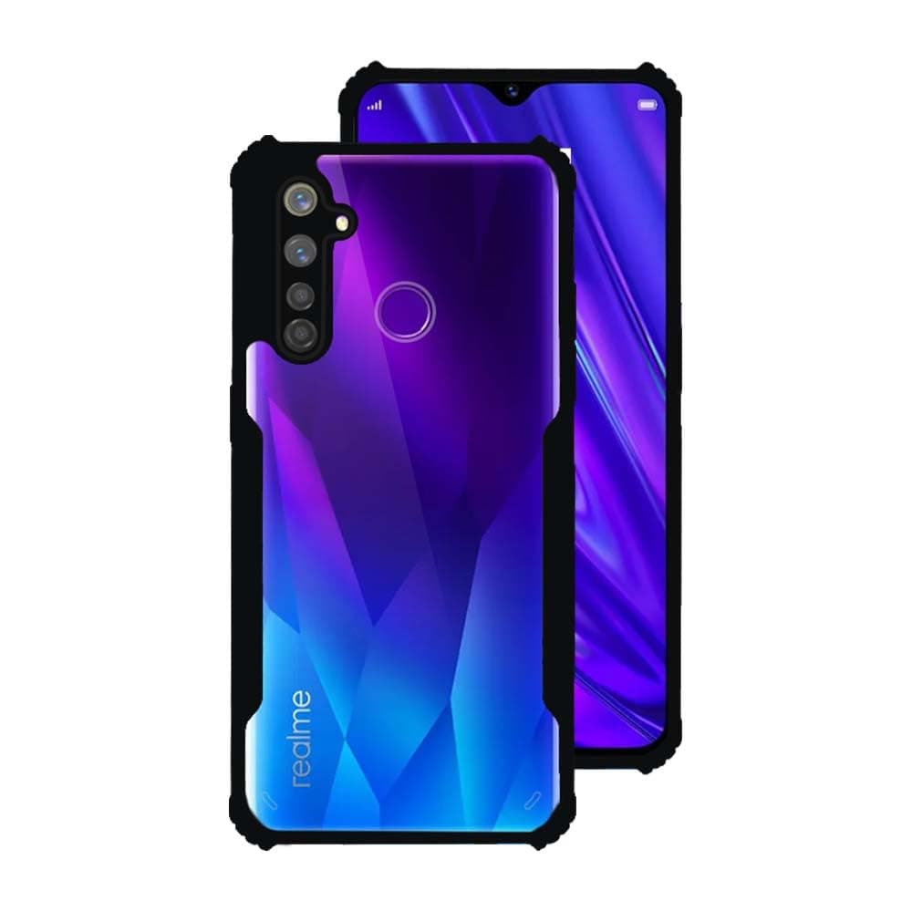 7SEVEN® Ipacky Back Cover for Realme 5 Pro Mobile Back Case Shock Proof Design Camera Edges Protection Crystal Clear Phone Case Precise Cutouts Matte Black Soft Bumper Phone Cover