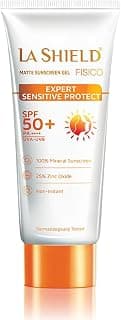 La Shield Fisico SPF 50 PA++++ 100% Mineral Sunscreen|Water Resistant Upto 8hours|Chemical filterfree|Non-greasy|Lightweight|No Whitecast|Broad spectrum|Dermatologist Prescribed|For Sensitive skin|50g