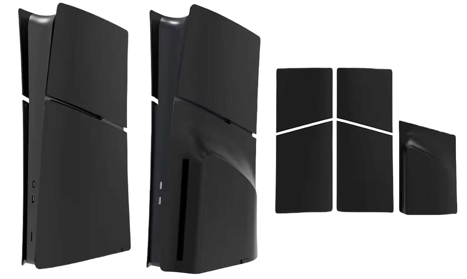 New World 5 in 1 Black Faceplates for PS5 Slim Disc and Digital Edition, Faceplates for PS5 Slim Custom Side Face Panel Shell Replacement for Both PS5 Slim Disc and Digital - Matte Black