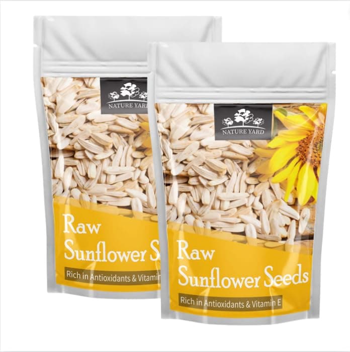 NATURE YARD Raw Sunflower Seeds (Surajmukhi Ke Beej ) - 2*1 kg - 100% Organic Sunflower Seeds for Weight Management/ Rich in Antioxidants & Vitamin E/Good for Body & Skin Nourishment/Healthy Snacks (2*1 kg)