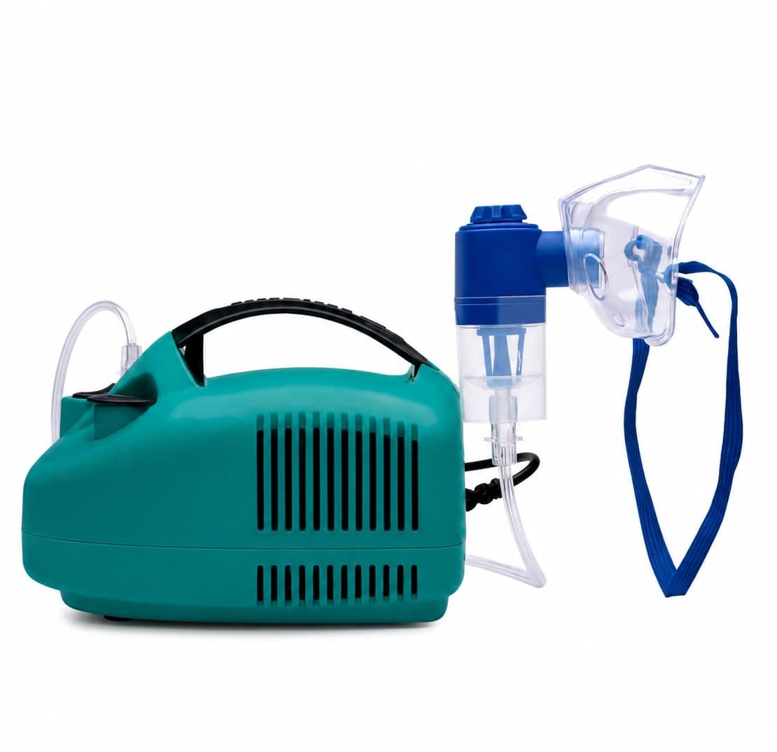 PharmEasy Portable Compressor Nebulizer Machine with Complete Mask Kit for Adults, Kids & Babies, Low Noise Inhaler for Home, Clinic & Travel Use.