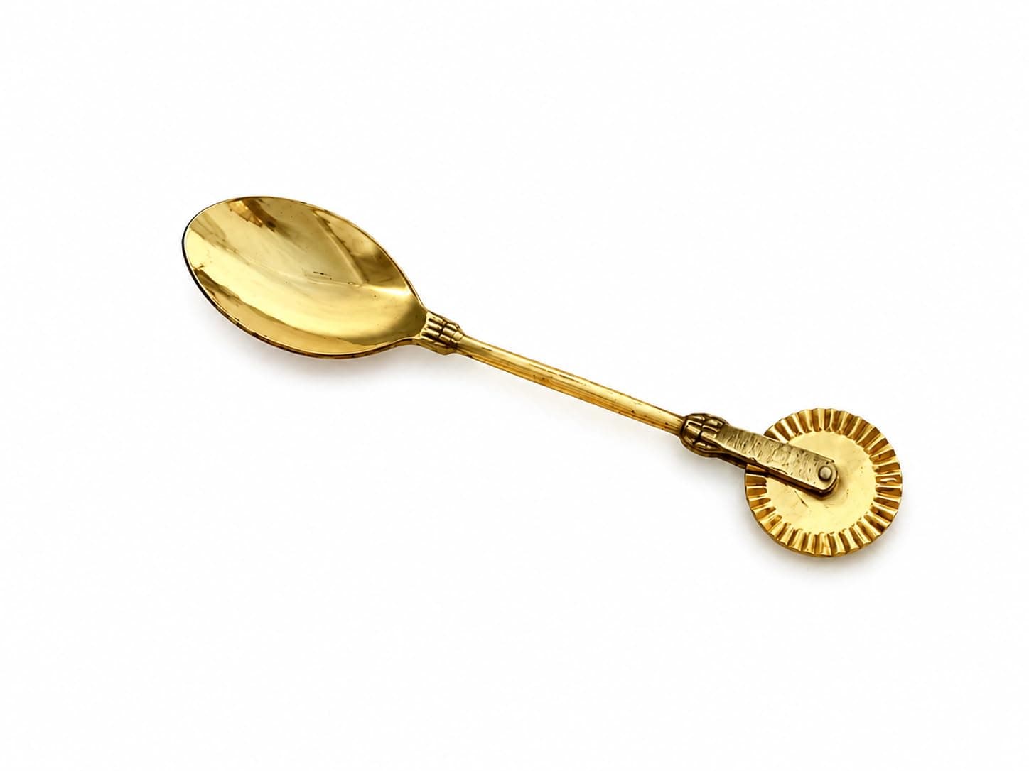 GS Brass Karanji Cutter Tool, Gujia/Shankarpali Cutter, 2 in 1 Brass Spoon with Cutter, Pack of 1.