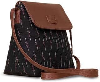 ZOUK Flap Sling Bag | Crossbody Bags for Women | Women's Handbags | Stylish | Vegan Leather Evening Bag | Travel & Office Use | Purse and Wallet | Ikat GreRed Print