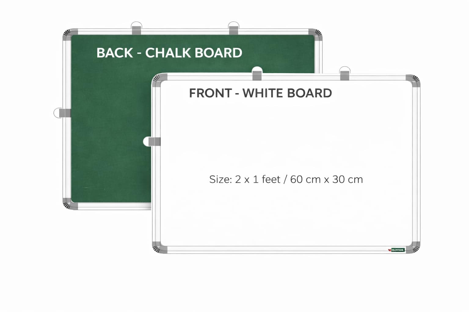 YAJNAS 2x1 Feet Non-Magnetic Heavy-Duty Aluminum Frame White Board with Chalk Board Small Slate (Pack of 1)