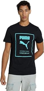 PUMA Men's Cotton Essential Box Graphic Print Slim Fit Tees