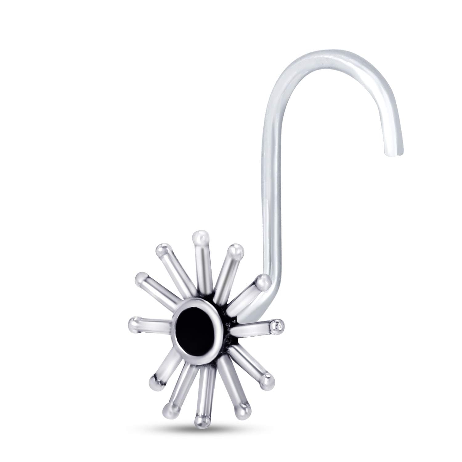 NEMICHAND JEWELS Trendy Sterling Silver 925 Nose Pin For Womens