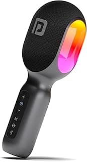 Portronics Dash 2, 2400-2480 MHz Wireless Bluetooth Karaoke Mic with 10W Speaker,Upto 10 Hour Playtime, Dynamic RGB Lights, Music Recording, Duet Singing, Mini Karaoke Machine for Car Travel