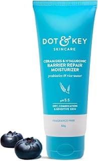 DOT & KEY Barrier Repair Moisturizer For Normal, Dry, Combination & Sensitive Skin | 120 Hrs Moisturization, With 5 Ceramides & Hyaluronic | Repairs Damaged Skin Barrier, Non-Comedogenic | 50g
