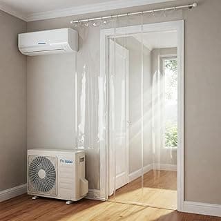 SHAVIN Pvc Solid Waterproof Transparent 15Mm Thick Ac Sheer Door Curtain (Lenght 7 Feet) (54In X 84In), (Pack Of 1) Colour White,Rod Pocket Curtains