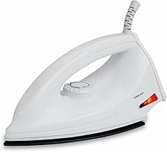 Bajaj DX-6 1000 Watts Dry Iron | Advance Soleplate And Anti-Bacterial German Coating Technology | Thermol Fuse Safety | Auto Shut-Off | Cool Touch Body | 2 Yr Warranty 【White】