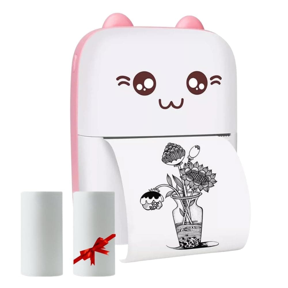 Toy Imagine Mini Portable Thermal Printer – Bluetooth Pocket Printer for Kids & Adults, 57mm Inkless Photo & Label Printer with (1 Roll + 1 Extra Roll) Prints B&W Notes & Stickers (Assorted)