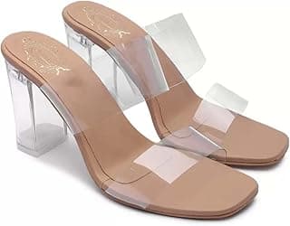 Shoetopia Stylish Trasparent Detailed Block Heels For Women & Girls