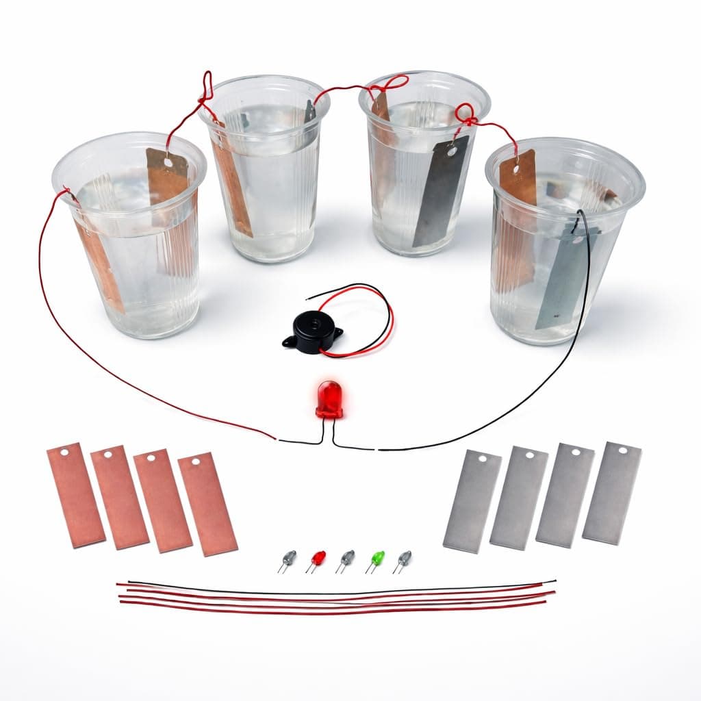 VITSZEE Salt Water Experiment Kit Science Project | DIY Educational STEM Kit for Students | Copper Zinc Battery Model | School Project Kit with LED & Buzzer