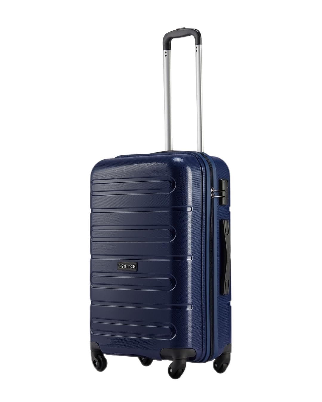 SNITCH Loop Medium Size Blue Polypropylene Hard Travel Suitcase - Suitcase Medium Size & Luggage with 4 Wheels, Secure Lock & Free Shoe Bag