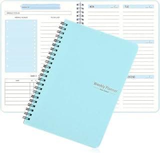 Weekly Planner 2025 Diary, A5 Note Book Diary 2025, Daily Planner 2025 Waterproof Blue PP Cover 52 Pages Notebook Weekly Goals Tracking Notebook School Gift for Students Friends