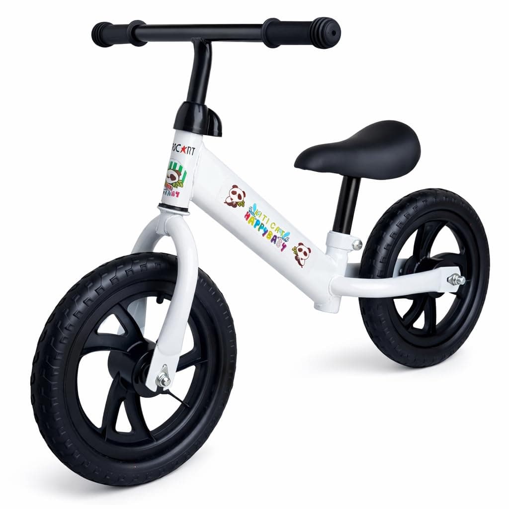 GOCART WITH G LOGO Lightweight Pedal Free Adjustable Seat Kids Balance Rigid Suspension 85 cm Frame Bicycle for Girls and Boys (WHITE, BLACK MAG WHEEL)