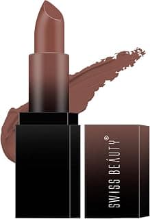 SWISS BEAUTY Hd Matte Pigmented Smudge Proof Lipstick | Creamy Matte Long Stay Lipstick | Cute Nude, 3.4g
