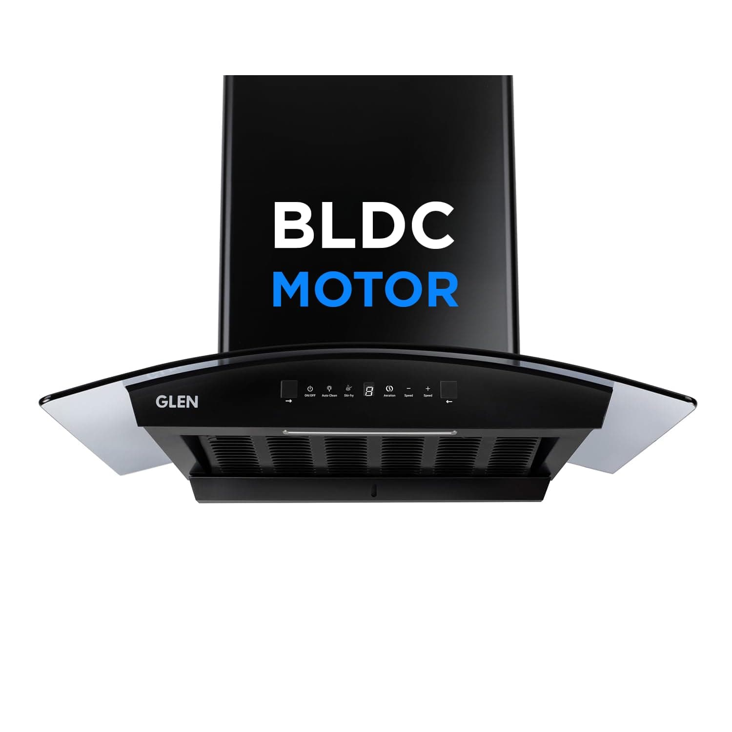 Glen Hood RICA 60 Curved Glass Kitchen Chimney | 1500 m³/hr Suction | BLDC Motor | Filterless Thermal Auto Clean | Touch & Gesture Control |1 Year Comprehensive Warranty & 7 Year on Motor| Black