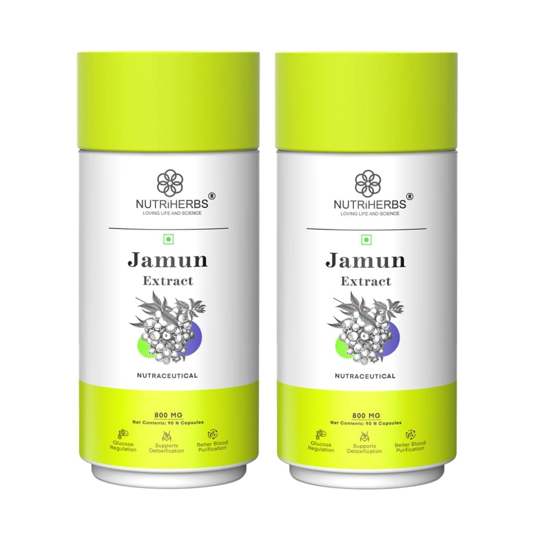 NUTRIHERBS Jamun Seed Extract Capsules 800mg | Herbal Supplement for Diabetes Management | Ayurvedic Sugar Control & Digestive Health Support | Natural Blood Sugar Balancing & Metabolic Wellness