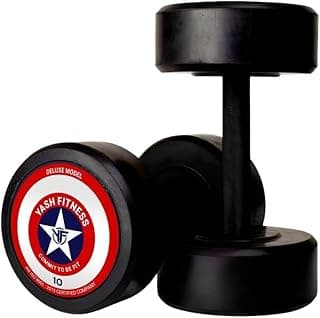 YASH FITNESS Rubber Fixed Weight Dumbbell, Pair of 10Kg (10Kg X 2) | Weight Dumbbell For Home Gym Workouts & Training, Gym Equipment Dumbbells Set | Dumbbells Weights for Men & Women (10)