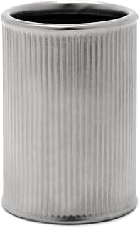 PURE HOME + LIVING Silver Chrome Ribbed Porcelain Toothbrush Holder