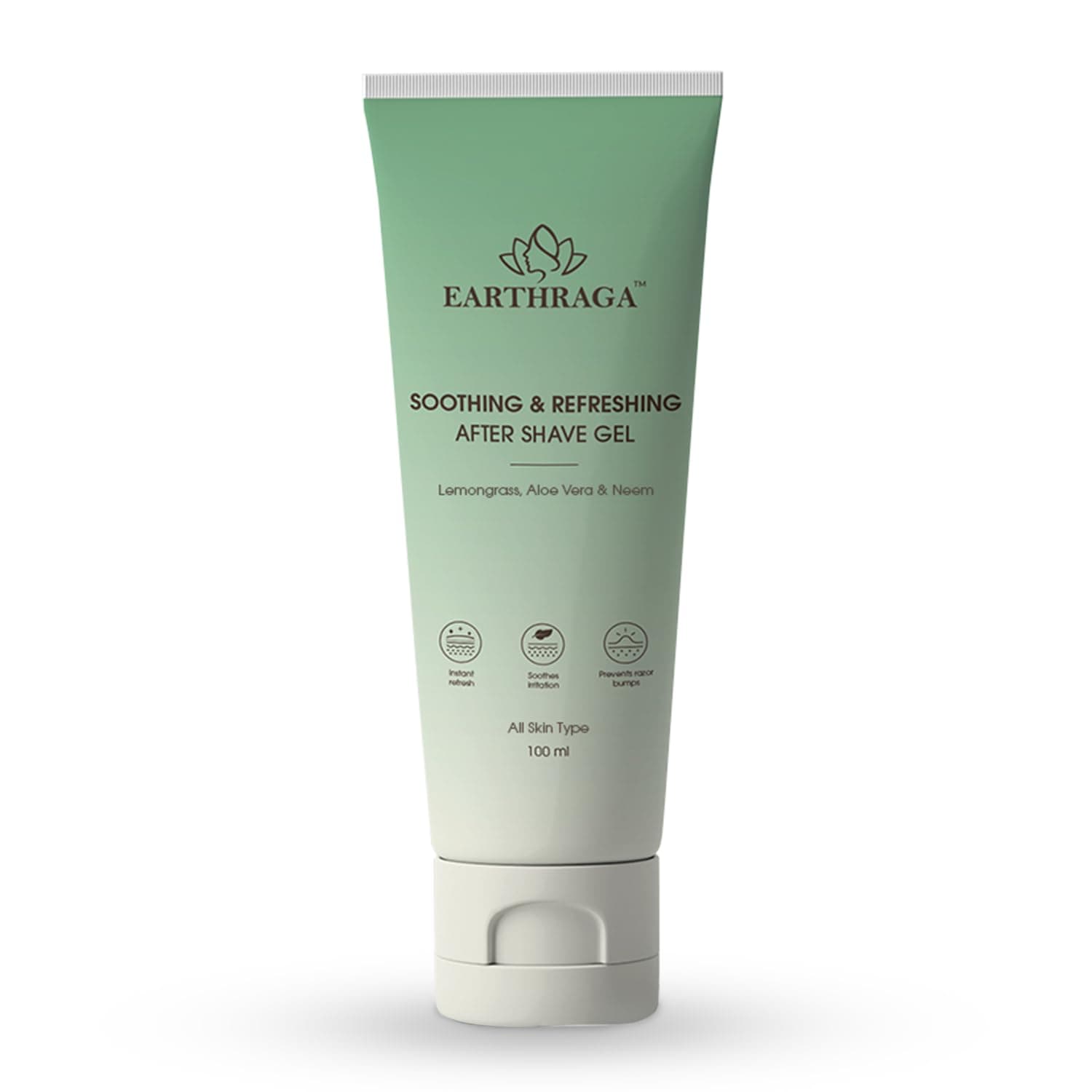 Earthraga Earthraga Lemongrass After Shave Gel for Men with Fitkari (Alum) | 100 ml | Cooling & Moisturizing | Helps Reduce Razor Burn & Irritation with Aloe Vera, Witch Hazel & Essential Oils