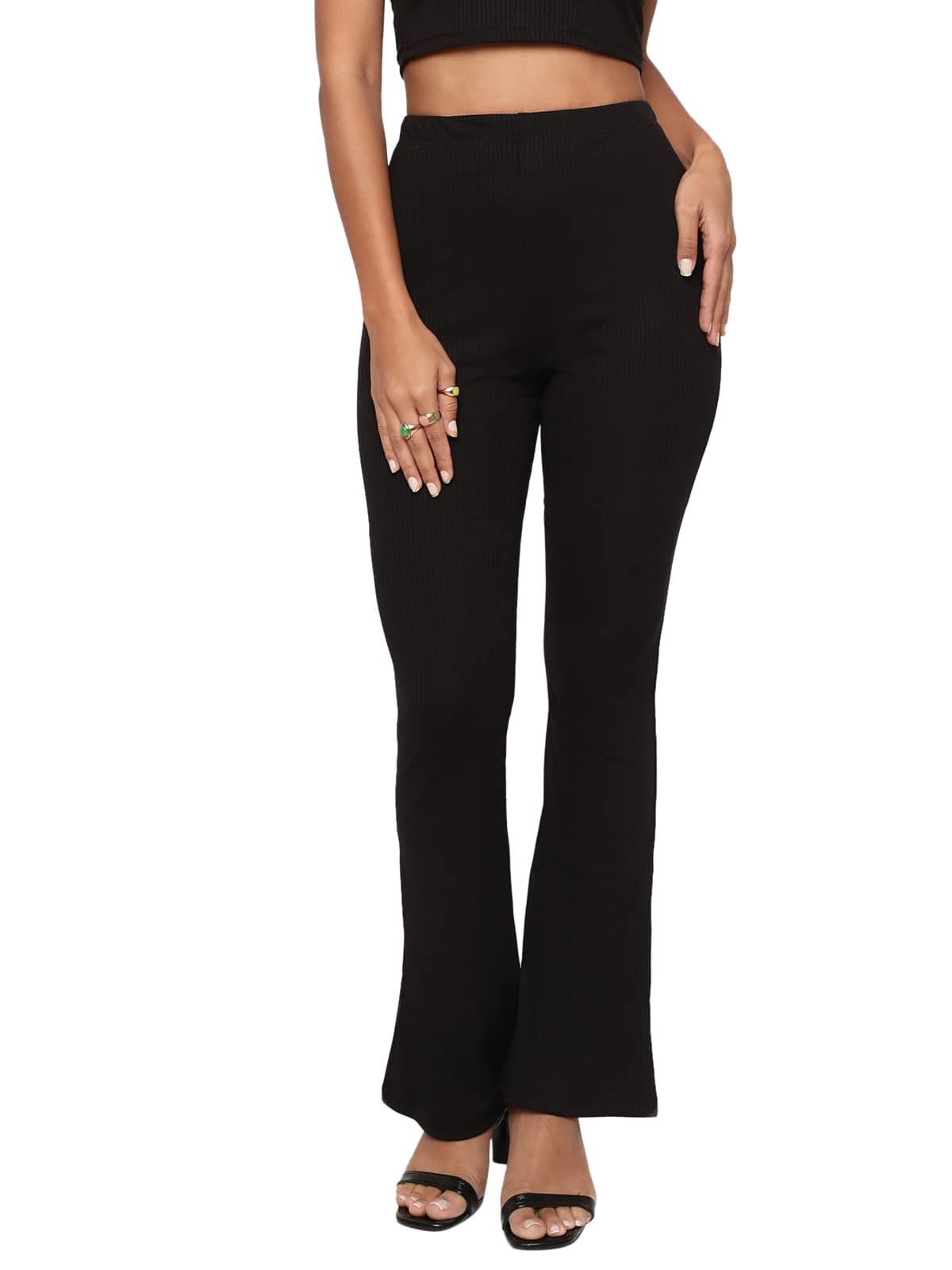Shasmi Black Lightweight Stretchable Yoga Pants Boot-Cut Slim Fit Trouser Pant (57 Pant Black S)