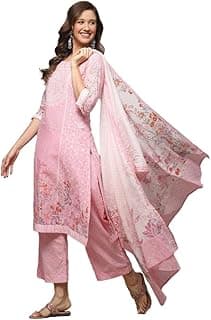 BIBA Women Cotton Straight Kurta Palazzo Suit Set